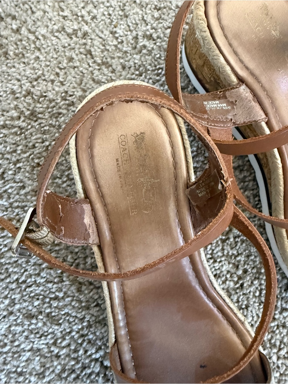 Coach Tan and Gold Leather Strappy Sandals - Picture 2 of 2
